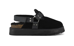 PLATFORM SABOT leather strap NERO